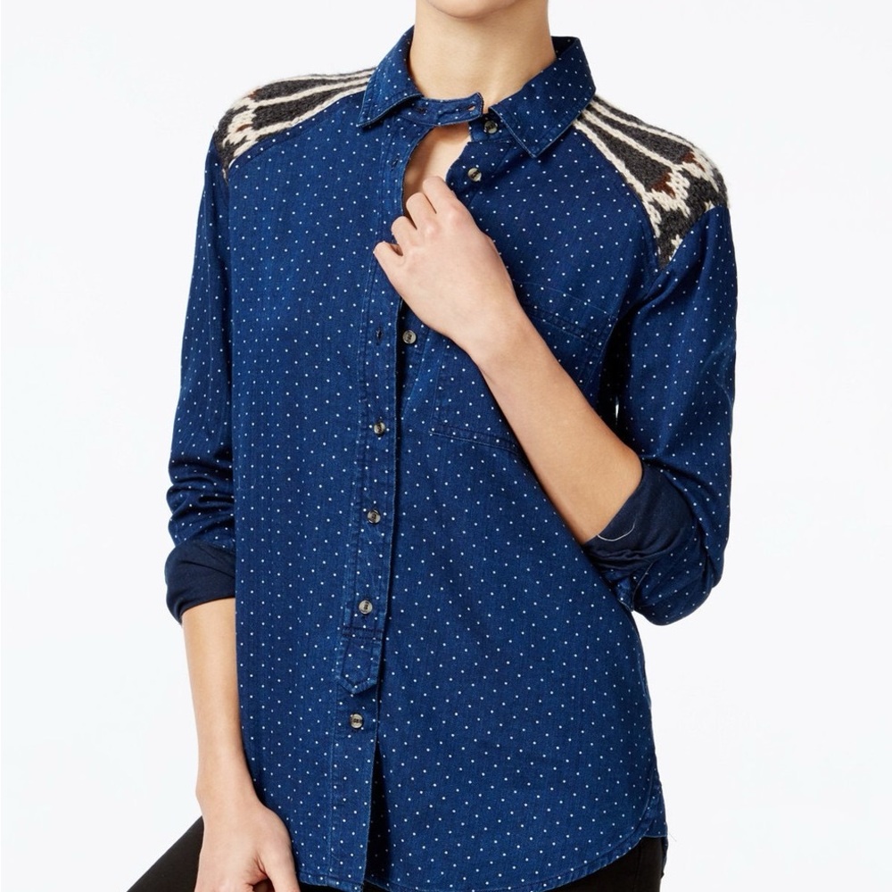 Free People Sage Top Navy Blue